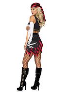 Female pirate, top and shorts costume, chain, wrinkles, skull, tatters
